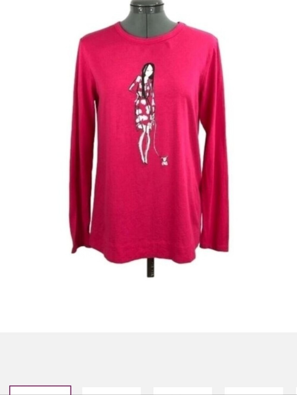 SIMPLY VERA Vera Wang Silhouette & Dog Long Sleeve Tee-Shirt Size M